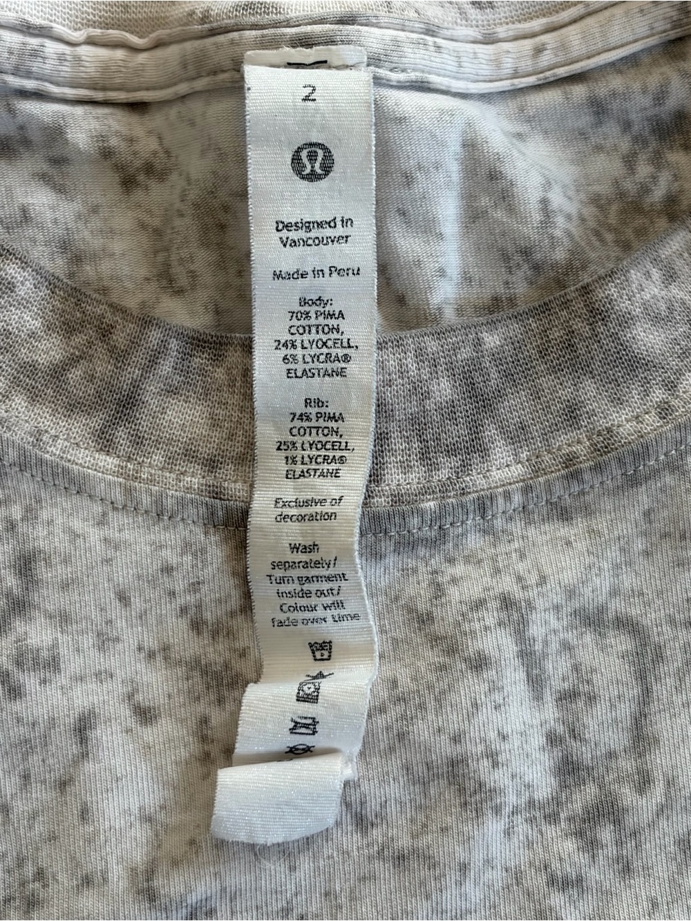 Lululemon All Yours Tee Shirt - Light Gray Mineral Wash - Picture 3 of 5